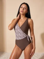 Women's Tummy Control One-Piece V-Neck Shaping Swimwear - Image 3