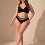 Women's Bikini Set Tummy Control Swimsuit Large Sizes Two Piece V-Neck Plus Size
