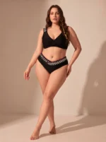 Women's Bikini Set Tummy Control Swimsuit Large Sizes Two Piece V-Neck Plus Size