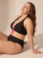 Women Two Piece Plus Size Strappy Criss Cross High Waisted Lace up Swimsuit - Image 2