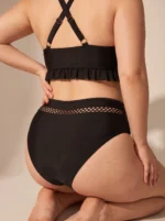 Women Two Piece Plus Size Tankini Set Mesh Hollow Out High Waisted Swimsuit - Image 6