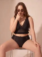 Women Two Piece Plus Size Tankini Set Mesh Hollow Out High Waisted Swimsuit - Image 5