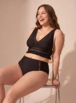 Women Two Piece Plus Size Tankini Set Mesh Hollow Out High Waisted Swimsuit - Image 3