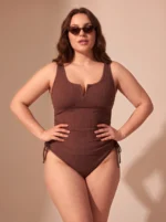Women Two Piece Plus Size Tankini Set Ribbed Knit High Waisted Swimsuit - Image 5