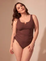 Women Two Piece Plus Size Tankini Set Ribbed Knit High Waisted Swimsuit - Image 6